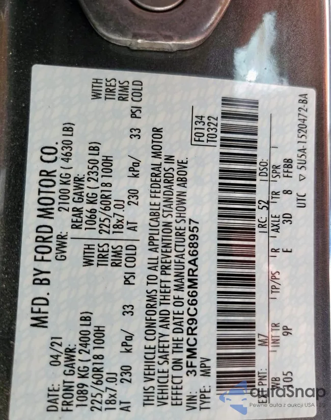 3FMCR9C66MRA68957: 65011325