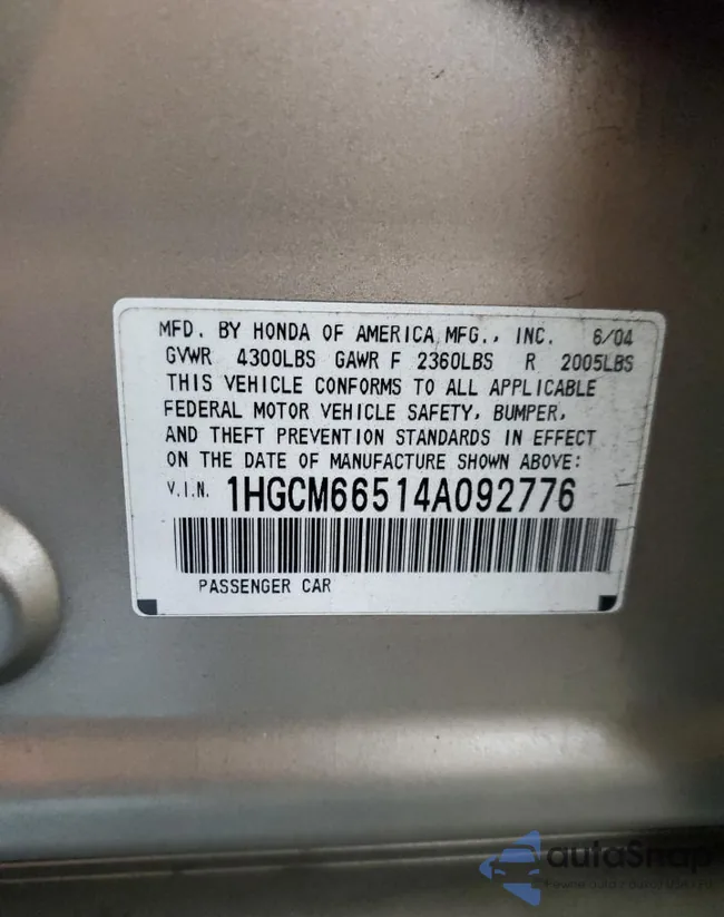 1HGCM66514A092776: 64495995