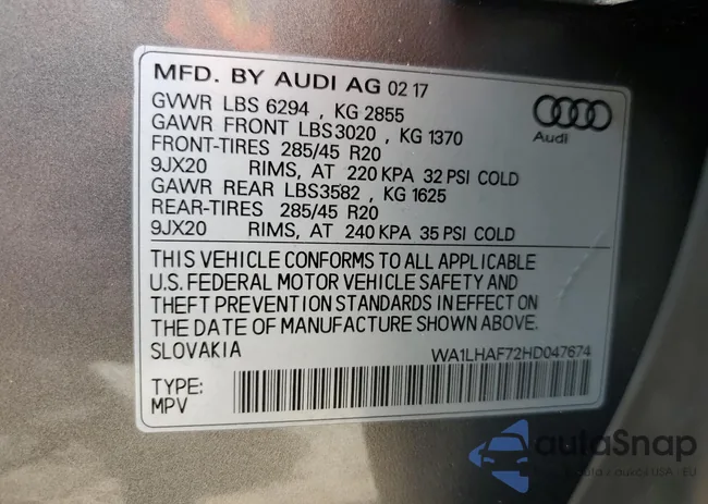 WA1LHAF72HD047674: 67367435