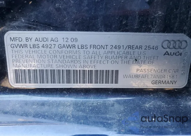 WAUBFAFL7AN041581: 65379865