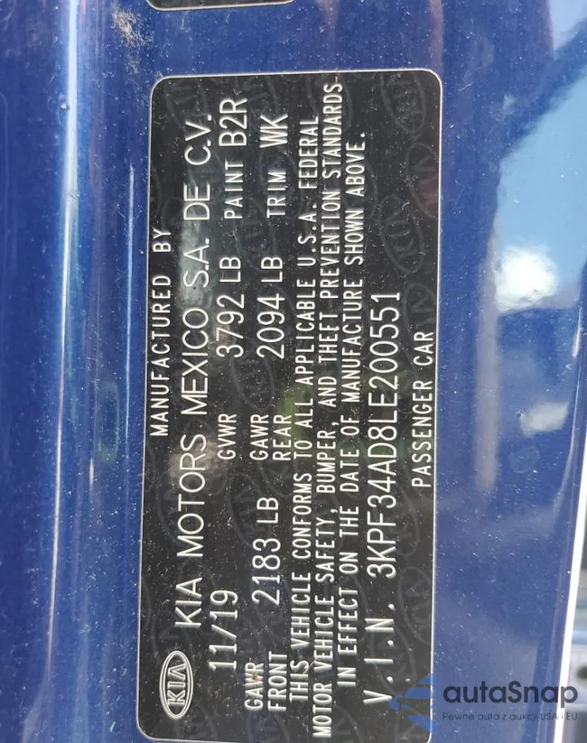 3KPF34AD8LE200551: 65057335