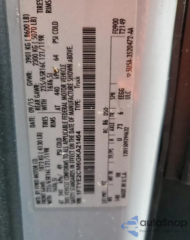 1FTYE2CM6GKA21464: 63785065