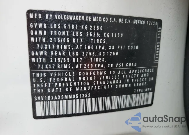 3VV1B7AX8MM051382: 63998125