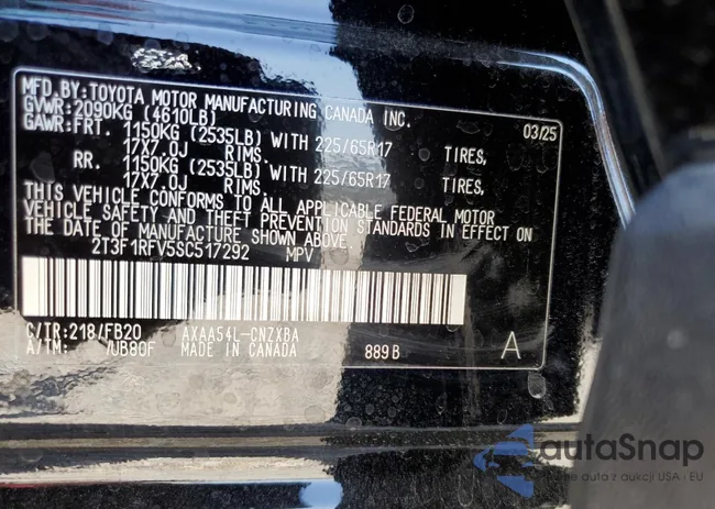 2T3F1RFV5SC517292: 65009725