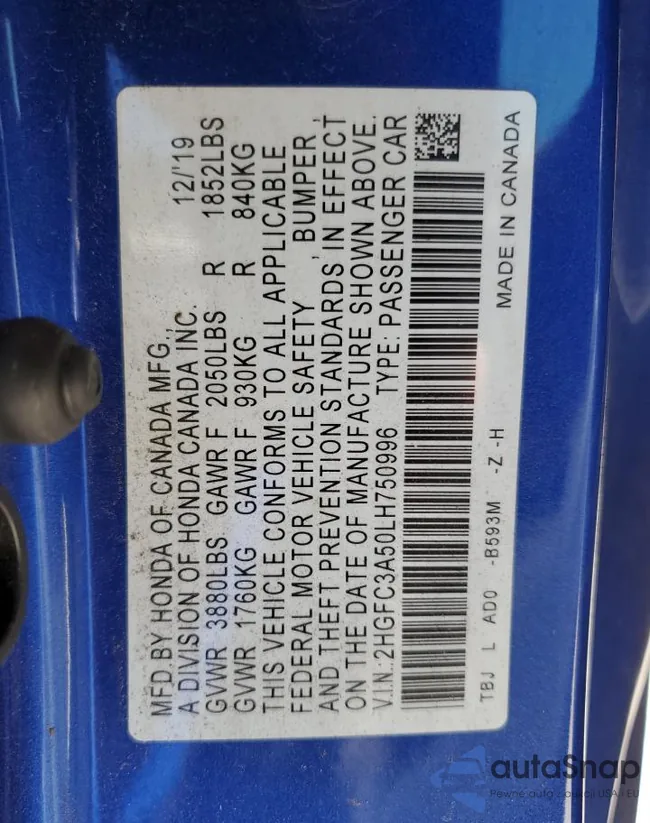 2HGFC3A50LH750996: 64632995