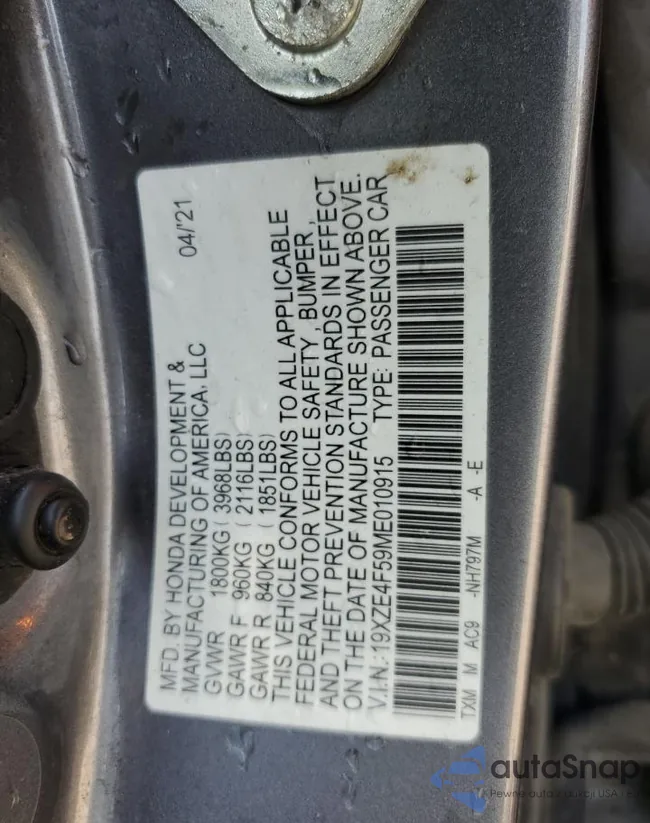 19XZE4F59ME010915: 63189385