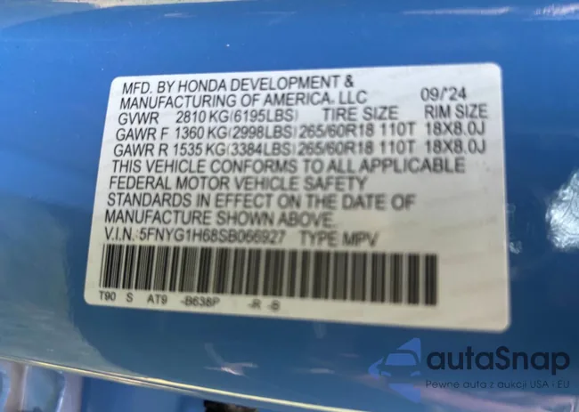 5FNYG1H68SB066927: 63546085