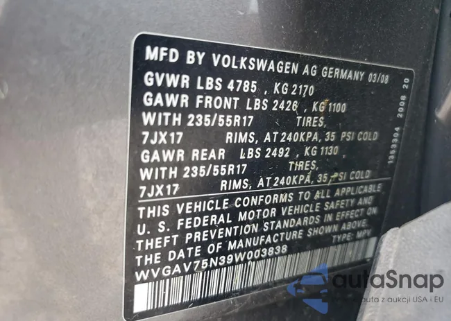 WVGAV75N39W003838: 66858015