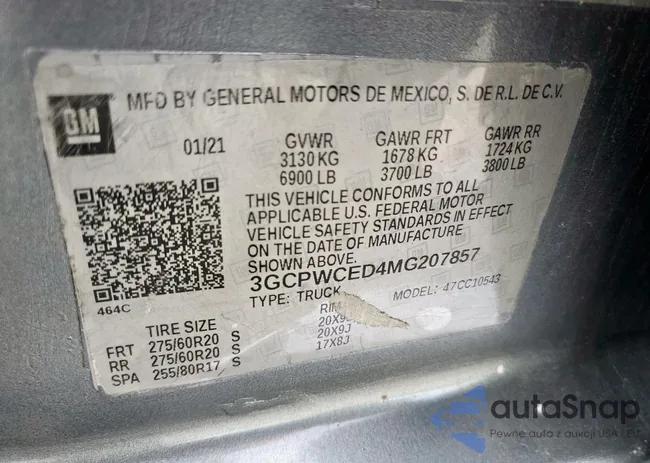 3GCPWCED4MG207857: 66325085