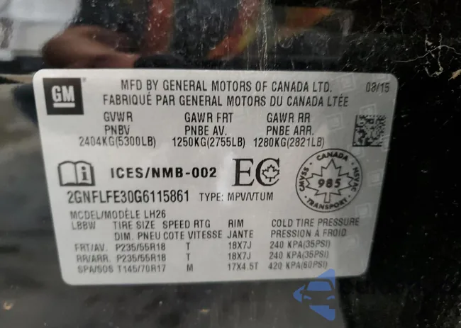 2GNFLFE30G6115861: 67204575