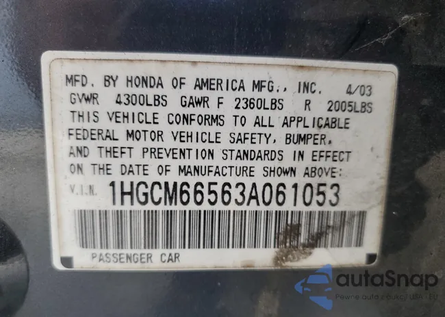 1HGCM66563A061053: 66539005