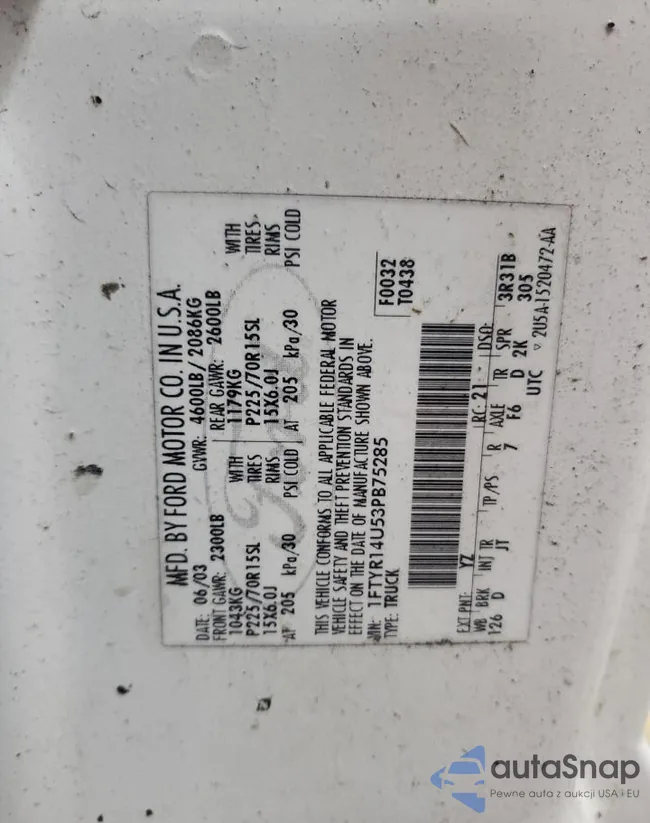 1FTYR14U53PB75285: 64764165