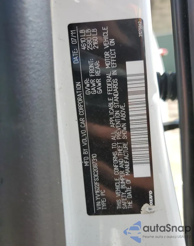 YV1622FS3C2087310: 62550925