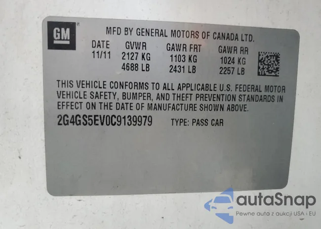 2G4GS5EV0C9139979: 62160805