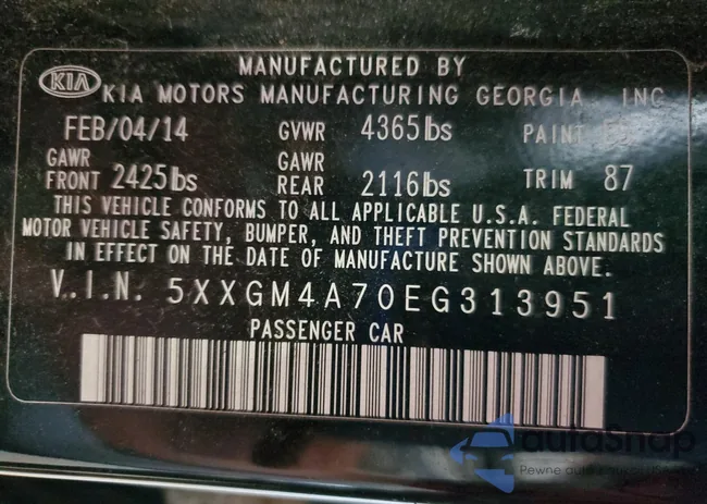 5XXGM4A70EG313951: 63703955