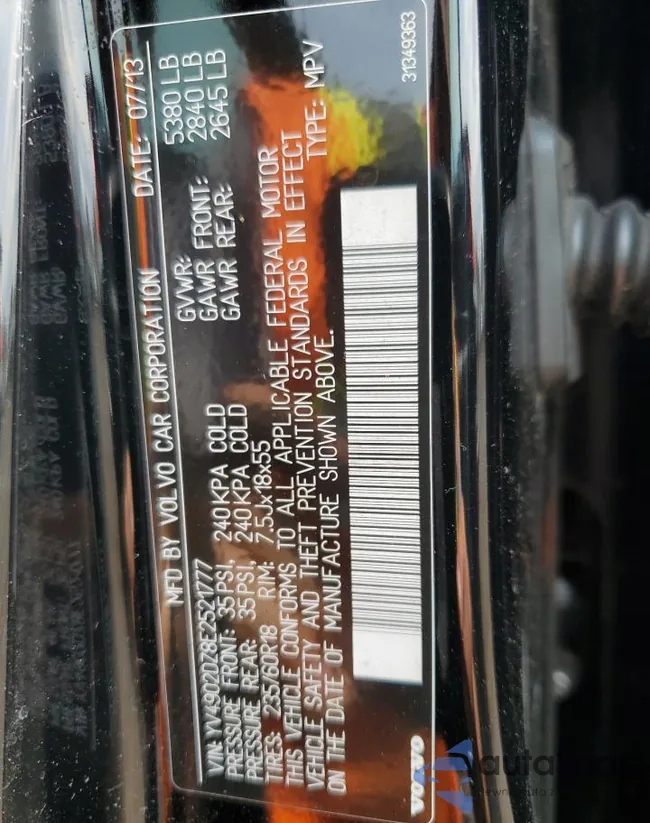 YV4902DZ8E2521777: 66459125