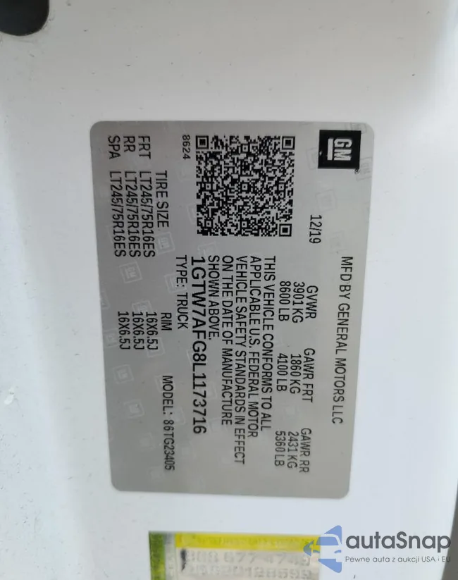 1GTW7AFG8L1173716: 64387705