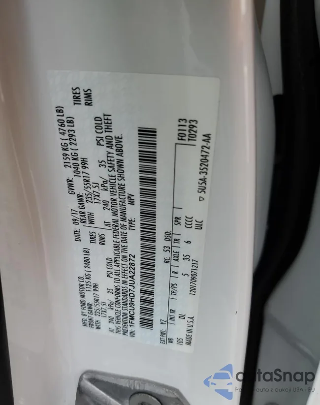 1FMCU9HD7JUA22872: 66388555