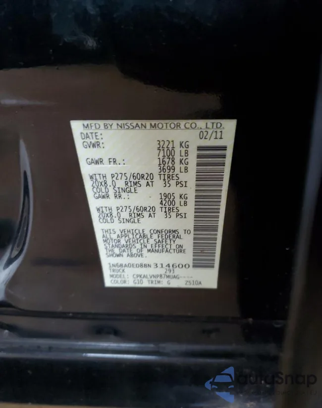 1N6BA0ED8BN314600: 64076715