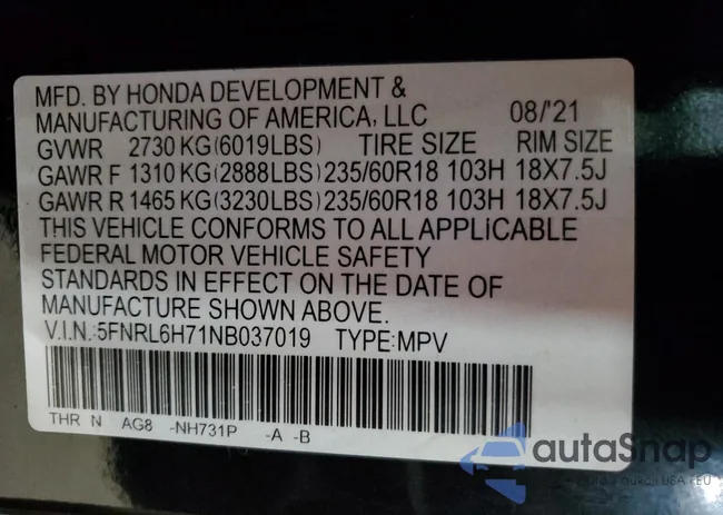 5FNRL6H71NB037019: 66258905