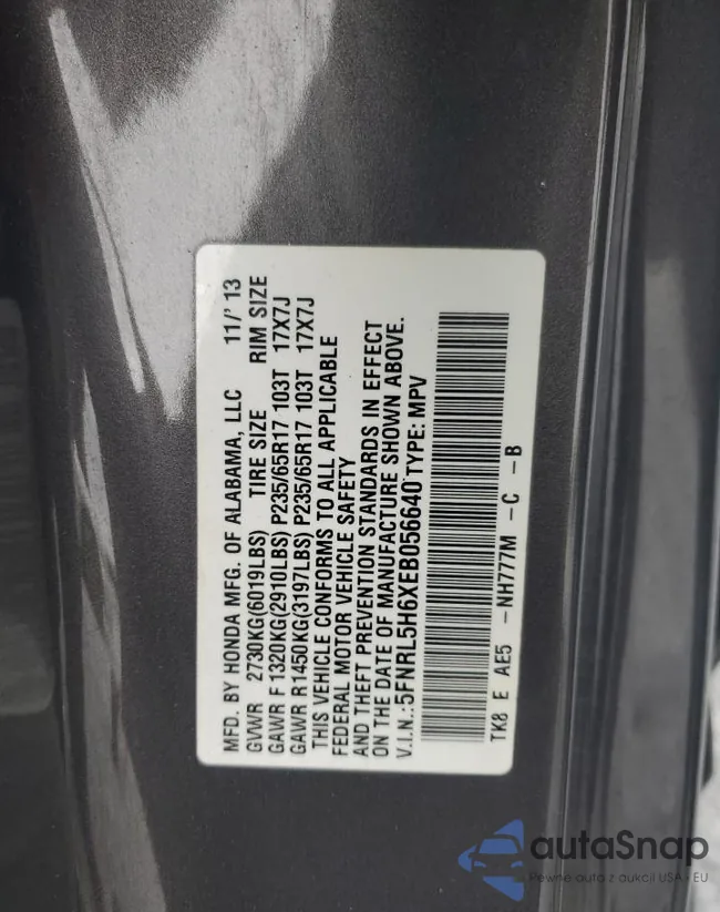 5FNRL5H6XEB056640: 65928185