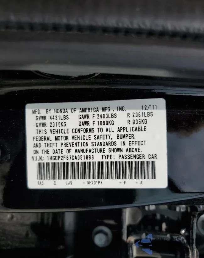 1HGCP2F87CA051898: 65958704