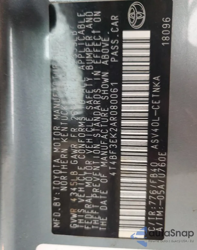 4T4BF3EK2AR080061: 55297295