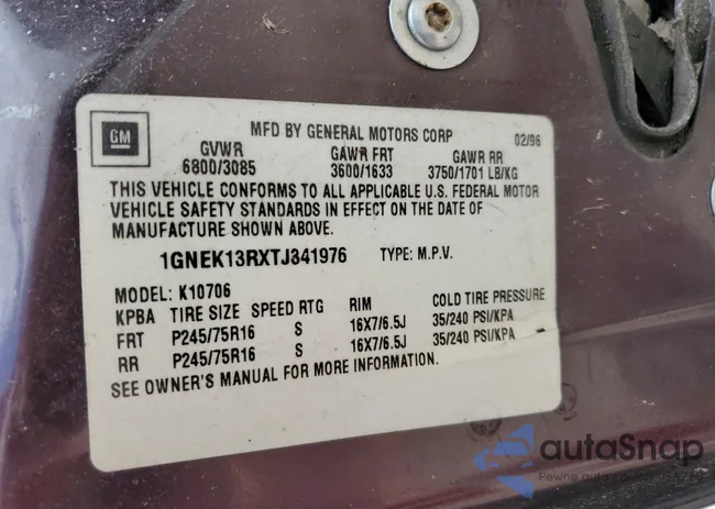 1GNEK13RXTJ341976: 46288615