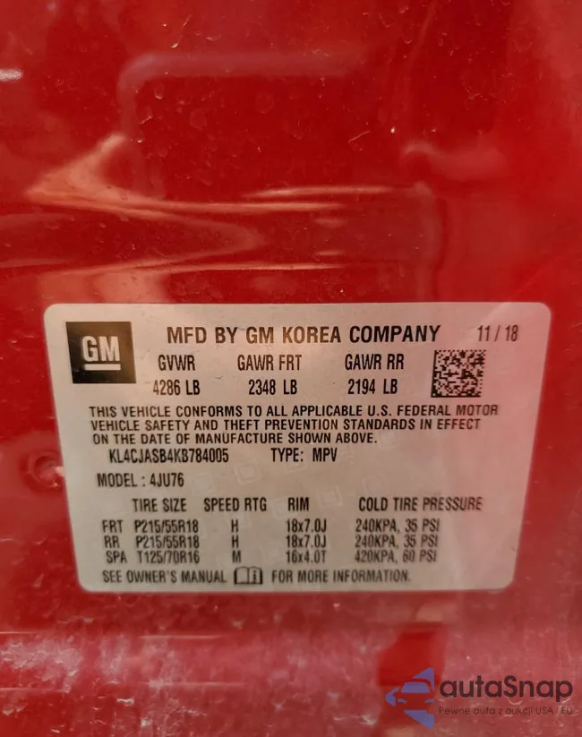 KL4CJASB4KB784005: 65360944