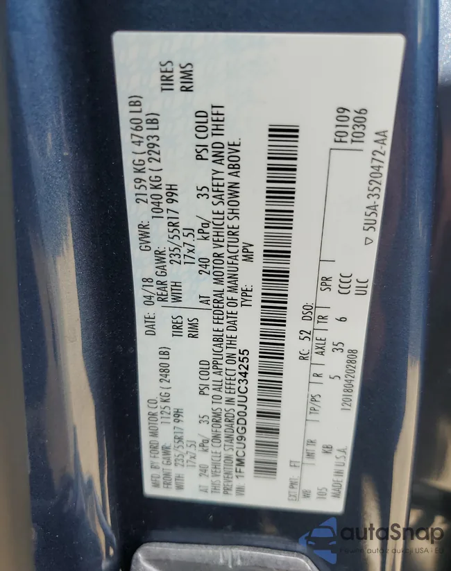 1FMCU9GD0JUC34255: 67507854