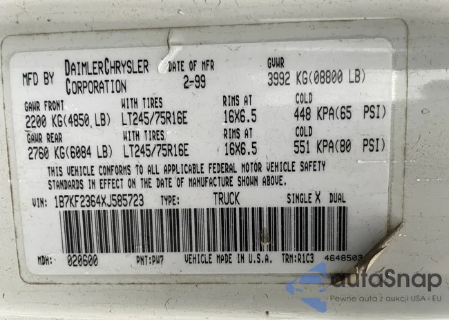 1B7KF2364XJ585723: 68769064