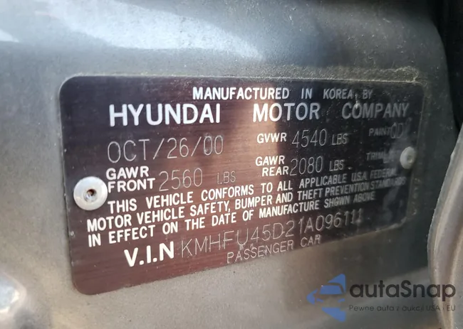 KMHFU45D21A096111: 67533354