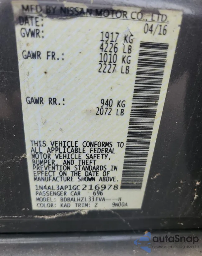 1N4AL3AP1GC216978: 68682325