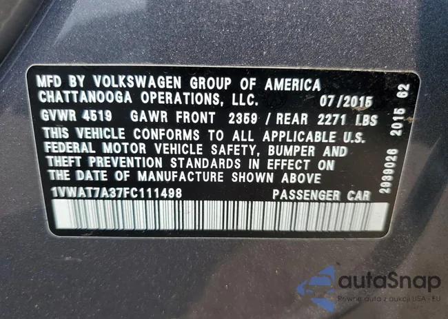 1VWAT7A37FC111498: 67756345