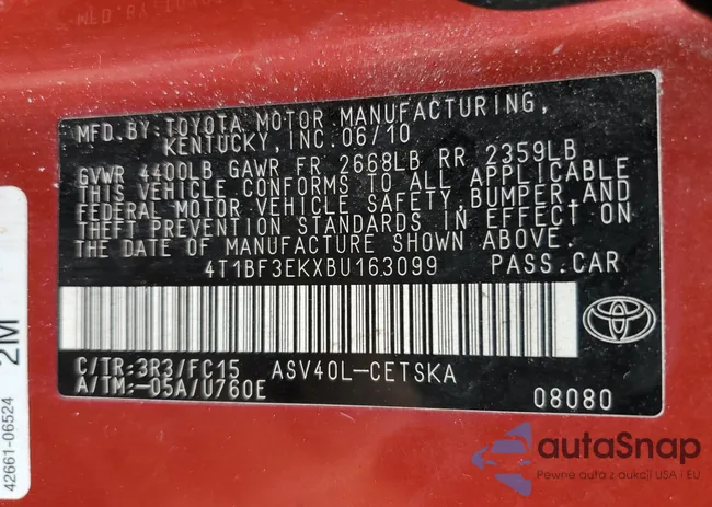 4T1BF3EKXBU163099: 66907725