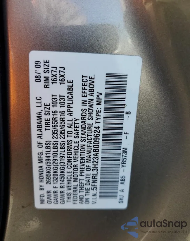 5FNRL3H23AB300962: 69855085