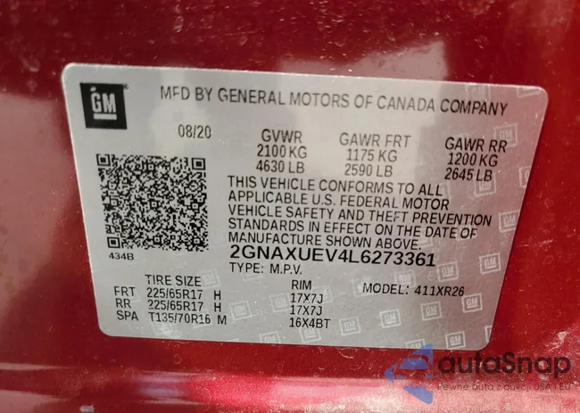 2GNAXUEV4L6273361: 69119135