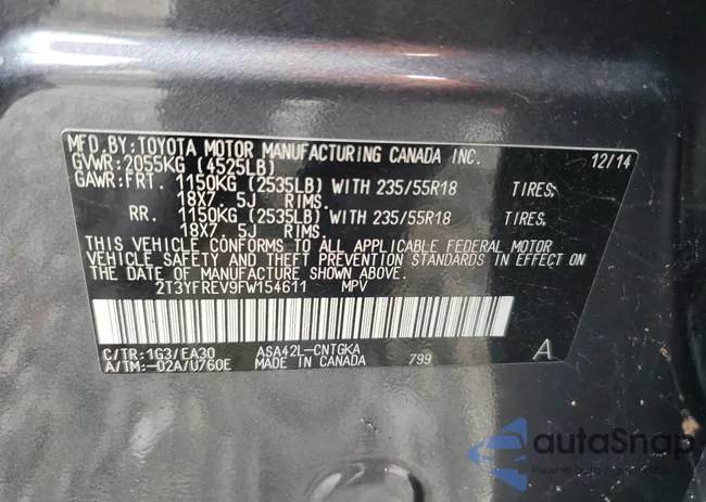 2T3YFREV9FW154611: 66362625