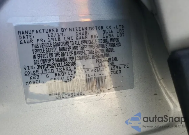 3N1CP5CVXLL492186: 70408895