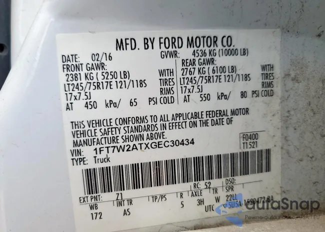 1FT7W2ATXGEC30434: 70654525