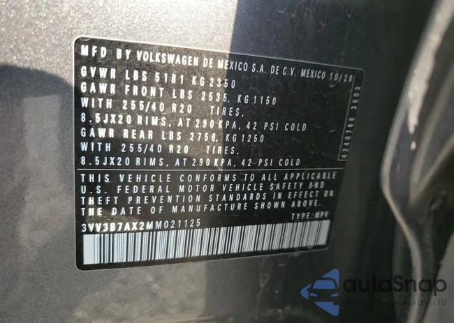 3VV3B7AX2MM021125: 69881345