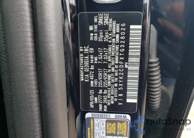 5XYK2CDFXTG328026: 71011505