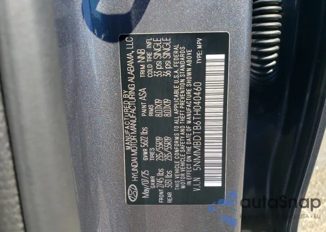 5NMMBDTB6TH040460: 70143495