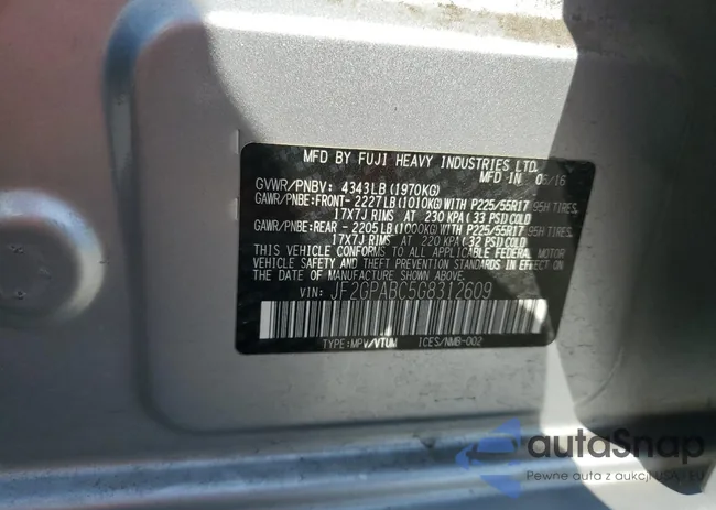 JF2GPABC5G8312609: 70512345