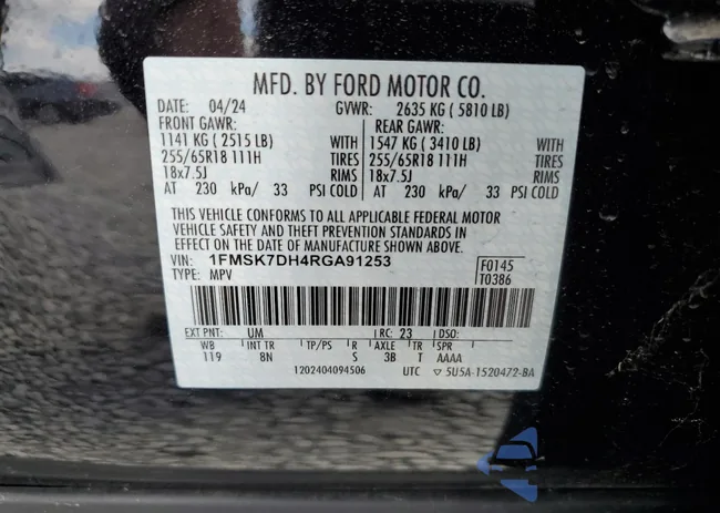 1FMSK7DH4RGA91253: 70030555