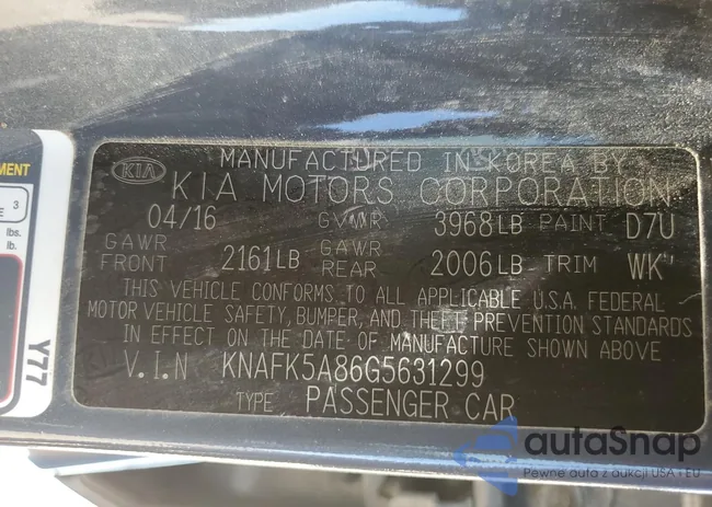 KNAFK5A86G5631299: 67621605