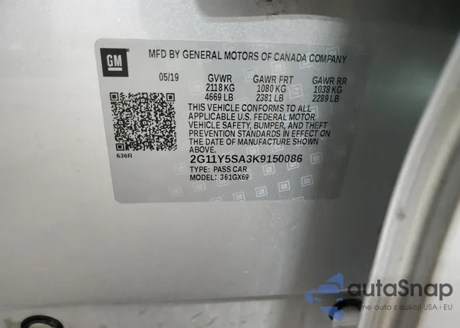 2G11Y5SA3K9150086: 70868355