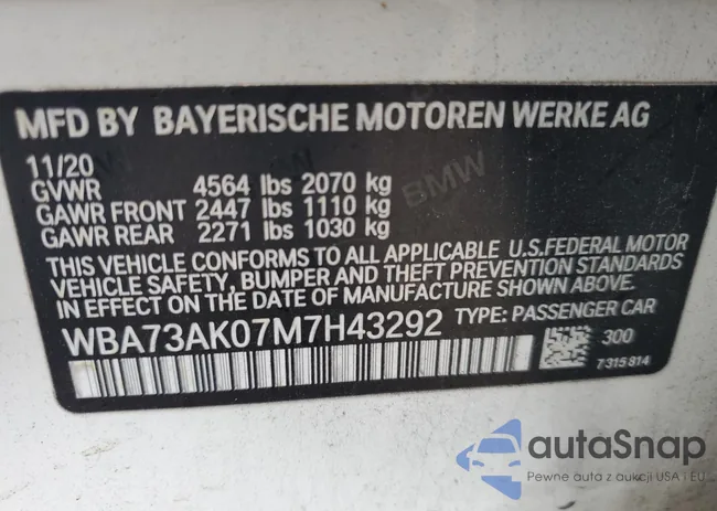 WBA73AK07M7H43292: 68656995