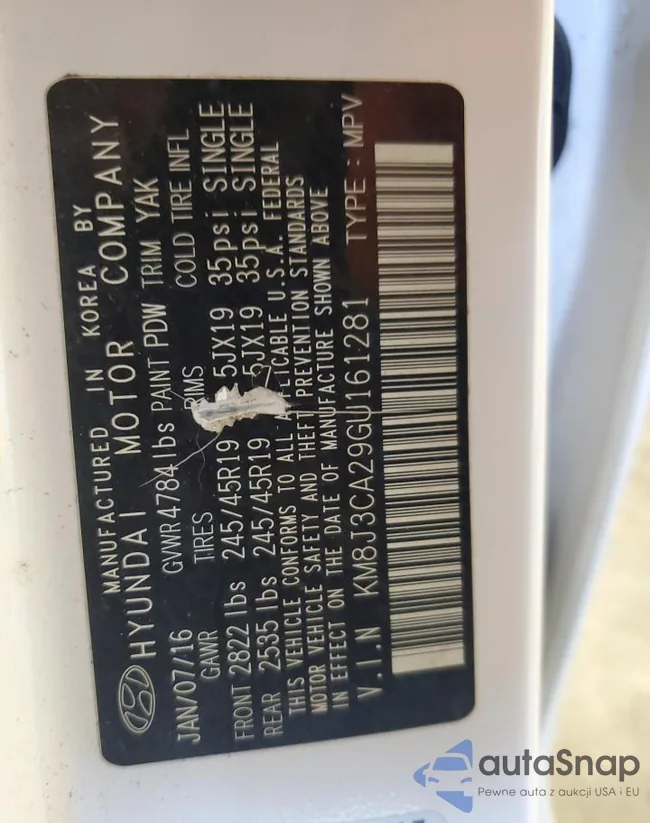 KM8J3CA29GU161281: 70914955