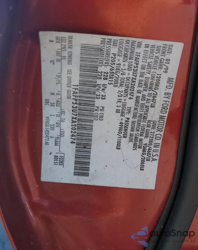 1FAFP53U7XA202474: 70197105